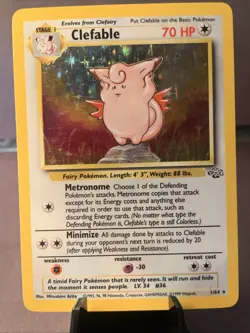 Pokemon TCG Clefable #1/64 Jungle Set Unlimited Holo Rare WOTC VTG 1999 NM/LP - Image 1