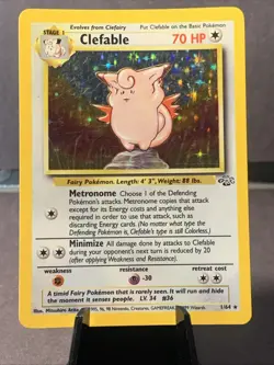 Pokemon TCG Clefable #1/64 Jungle Set Unlimited Holo Rare WOTC VTG 1999 LP - Image 1
