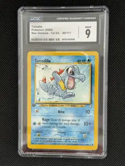 Pokemon Neo Genesis 1st Edition Totodile #81/111 CGC Mint 9 - Image 1