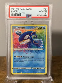 PSA 10 Kyogre Pokemon Sword & Shield Shining Fates Amazing Rare 021/072 - Image 1