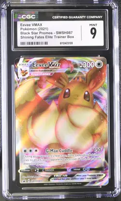 Pokemon Eevee VMAX SWSH087 CGC Mint 9 Shining Fates ETB Black Star Promo 2021 - Image 1