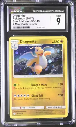 Pokemon Dragonite Cosmos Holo 96/149 CGC Mint 9 Sun & Moon 2 Pack Blister - Image 1