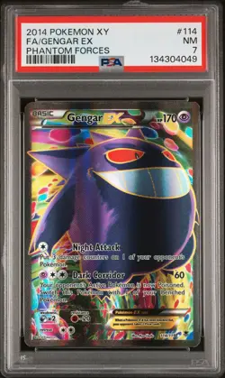 2014 POKEMON XY PHANTOM FORCES #114 FULL ART/GENGAR EX PSA 7 - Image 1