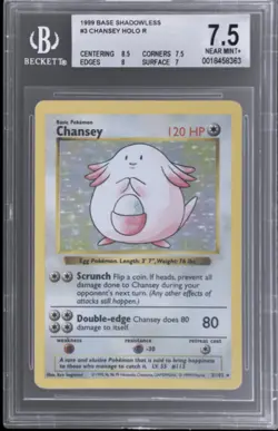 1999 Pokemon Chansey Holo Shadowless Base Set BGS 7.5 - Image 1