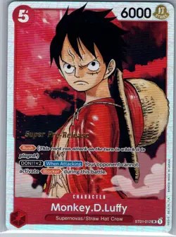 Monkey D Luffy ST01-012 English Super Pre-Release - One Piece Card - NM - Image 1