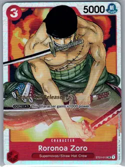 Roronoa Zoro ST01-013 English Super Pre-Release One Piece Card - NM - Image 1
