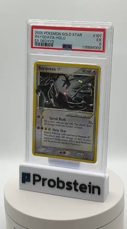 2005 Pokemon Gold Star Ex Deoxys #107 Rayquaza Holo PSA 5 EX - Image 2