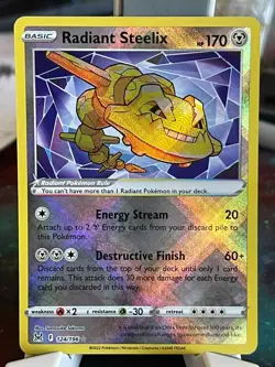 POKEMON RADIANT STEELIX 124/196 RADIANT RARE LOST ORIGINS NM CARD - Image 1