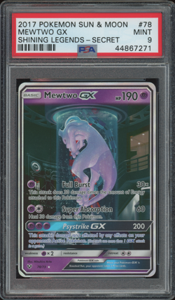 2017 POKEMON SUN & MOON SHINING LEGENDS SECRET #78 MEWTWO GX PSA 9 - Image 1