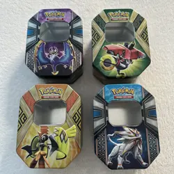 Pokemon TCG Assorted Empty Collector Tins Lot of 4 Various Character Designs - Image 1