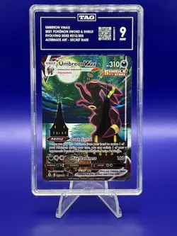 2021 POKEMON SWORD & SHIELD EVOLVING SKIES SECRET FULL ART/UMBREON VMAX TAG 9 - Image 1