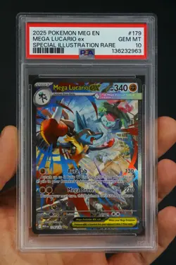 Pokemon Mega Evolution 179 Mega Lucario ex Special Illustration Rare PSA 10 - Image 1