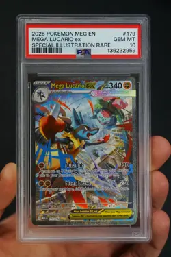 Pokemon Mega Evolution 179 Mega Lucario ex Special Illustration Rare PSA 10 - Image 1