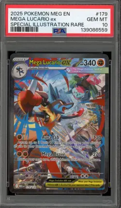 Pokemon Mega Lucario ex Mega Evolution Special Illustration Rare #179 PSA 10 - Image 1