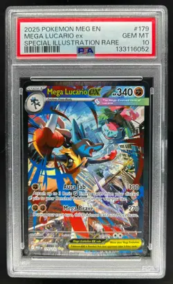 2025 Pokemon Mega Evolution Lucario ex Special Illustration Rare #179/132 PSA 10 - Image 1