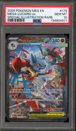 Pokemon Mega Lucario ex Mega Evolution Special Illustration Rare #179 PSA 10 - Image 1