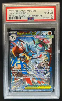 2025 Pokemon Mega Evolution Lucario ex Special Illustration Rare #179/132 PSA 10 - Image 1