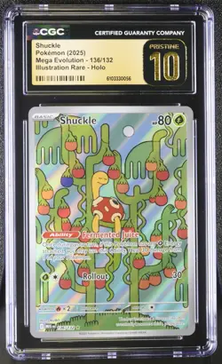CGC 10 Pristine - Shuckle 136/132 Illustration Rare Pokemon Mega Evolution Base - Image 1
