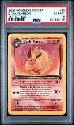 2000 Pokemon 1st Edition Team Rocket Dark Flareon | PSA 8 - Image 1