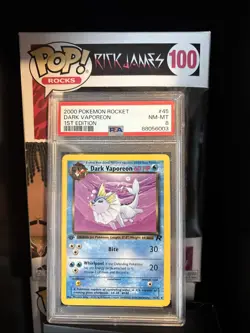 Pokemon 2000 Team Rocket Dark Vaporeon 1st Edition PSA 8 - Image 2