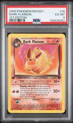 2000 POKEMON ROCKET 1ST EDITION #35 DARK FLAREON PSA 6 - Image 1