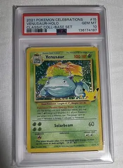 PSA 10 GEM MINT Venusaur 15/102 CLASSIC HOLO Celebrations Pokemon Card 070 - Image 1