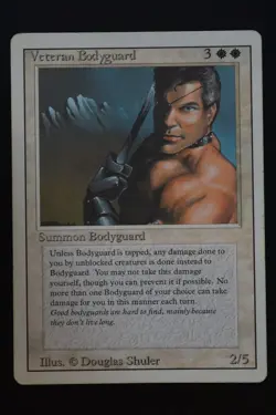 Magic The Gathering MTG VETERAN BODYGUARD Revised Edition MP Moderately Played - Image 1