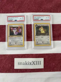 2000 POKEMON - Team ROCKET 1st Edition - Rattata #66 / Dark Raticate #51 PSA 8 - Image 1