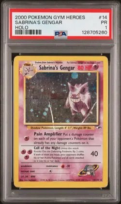 PSA 1 PR 2000 Pokemon Gym Heroes Sabrina's Gengar 14/132 Holo Foil Rare - Image 1