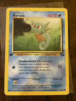 Pokemon TCG Horsea Fossil 49/62 Regular 1st Edition Common LP - Image 1