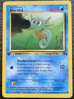 1st Edition Horsea 49/62 Pokemon TCG WOTC Base Set Fossil LP - Image 1