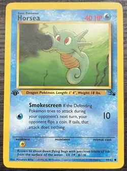 1st Edition Horsea 49/62 Pokemon TCG WOTC Base Set Fossil LP 12 Copies - Image 1