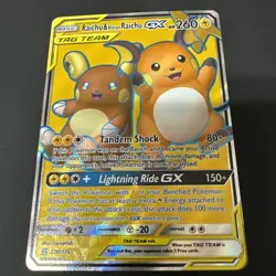 Pokemon TCG Raichu & Alolan Raichu GX 220/236 Tag Team Full Art Ultra Rare Mint - Image 2