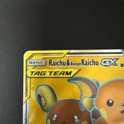 Pokemon TCG Raichu & Alolan Raichu GX 220/236 Tag Team Full Art Ultra Rare Mint - Image 3