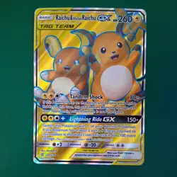Pokemon TCG Raichu & Alolan Raichu GX 220/236 Tag Team Full Art Ultra Rare NM - Image 1