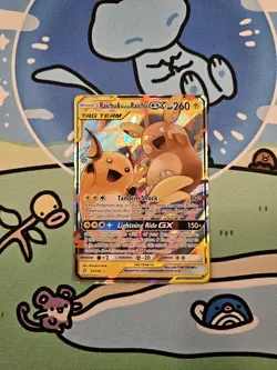 Pokemon TCG: Raichu & Alolan Raichu GX Ultra Rare (54/236) Unified Minds NM - Image 1