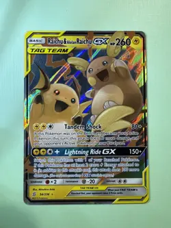 Pokemon Raichu & Alolan Raichu GX 54/236 NM Unified Minds Ultra Rare Holo - Image 1
