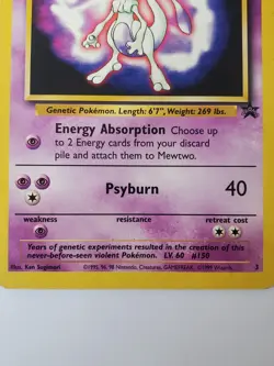 Mewtwo - 3 - Pokemon Wizards Black Star Promo Card WB DMG - Image 2