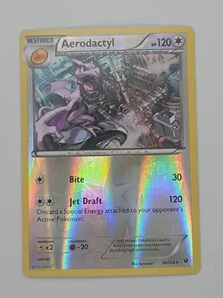Pokemon Fates Collide Aerodactyl Reverse Holo Rare Card 76/124 NM - Image 1