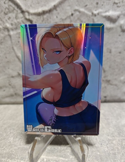 Android 18 Trading Card Waifu Goddess Story Anime Girl holo Karte Manga Full Art - Image 1