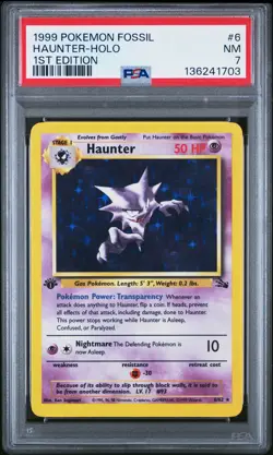 1999 POKEMON FOSSIL 1ST EDITION #6 HAUNTER-HOLO PSA 7 - Image 1