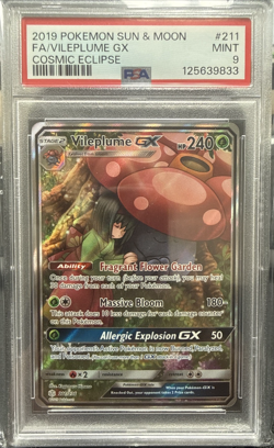 2019 POKEMON SUN & MOON COSMIC ECLIPSE #221 VILEPLUME GX PSA 9 - Image 1