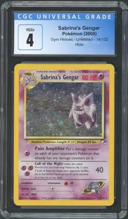 2000 Pokemon Gym Heroes Sabrina's Gengar Holo 14/132 CGC 4 - Image 1