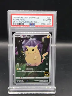 Pokemon Pikachu Full Art Japanese 25th Anniversary Collection 001/028 PSA 10 - Image 1