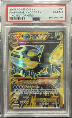 2015 POKEMON XY ANCIENT ORIGINS FULL ART/PRIMAL KYOGRE EX #96 PSA 8 - Image 1