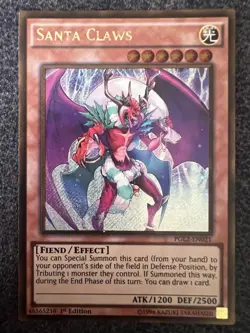 Yugioh Santa Claws PGL2-EN021 Gold Secret Rare 1st Edition NM - Image 1