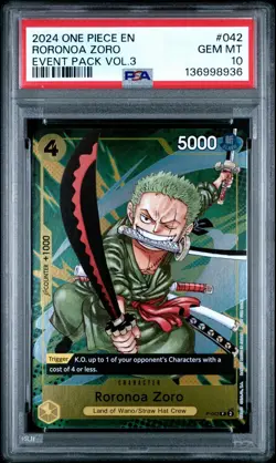 2024 ONE PIECE P-042 CHAMPIONSHIP EVENT PACK VOL 3 PROMO RORONOA ZORO PSA 10 - Image 1