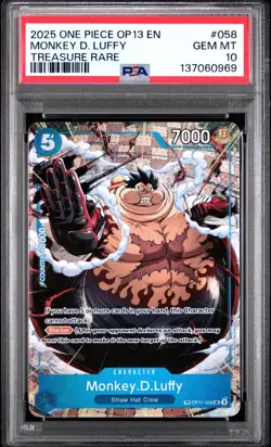 2025 ONE PIECE OP13 058 CARRYING ON HIS WILL MONKEY D LUFFY TREASURE RARE PSA 10 - Image 1
