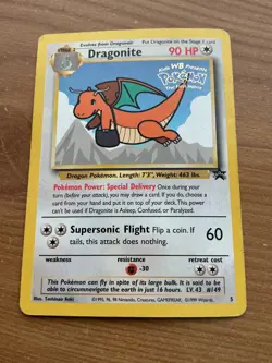 Dragonite No.5 WOTC Black Star Promo Pokemon Card Stamped Very Light Use - Image 1