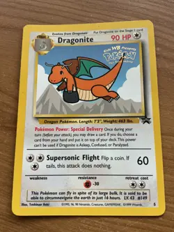 Dragonite No.5 WOTC Black Star Promo Pokemon Card Stamped Very Light Use - Image 1
